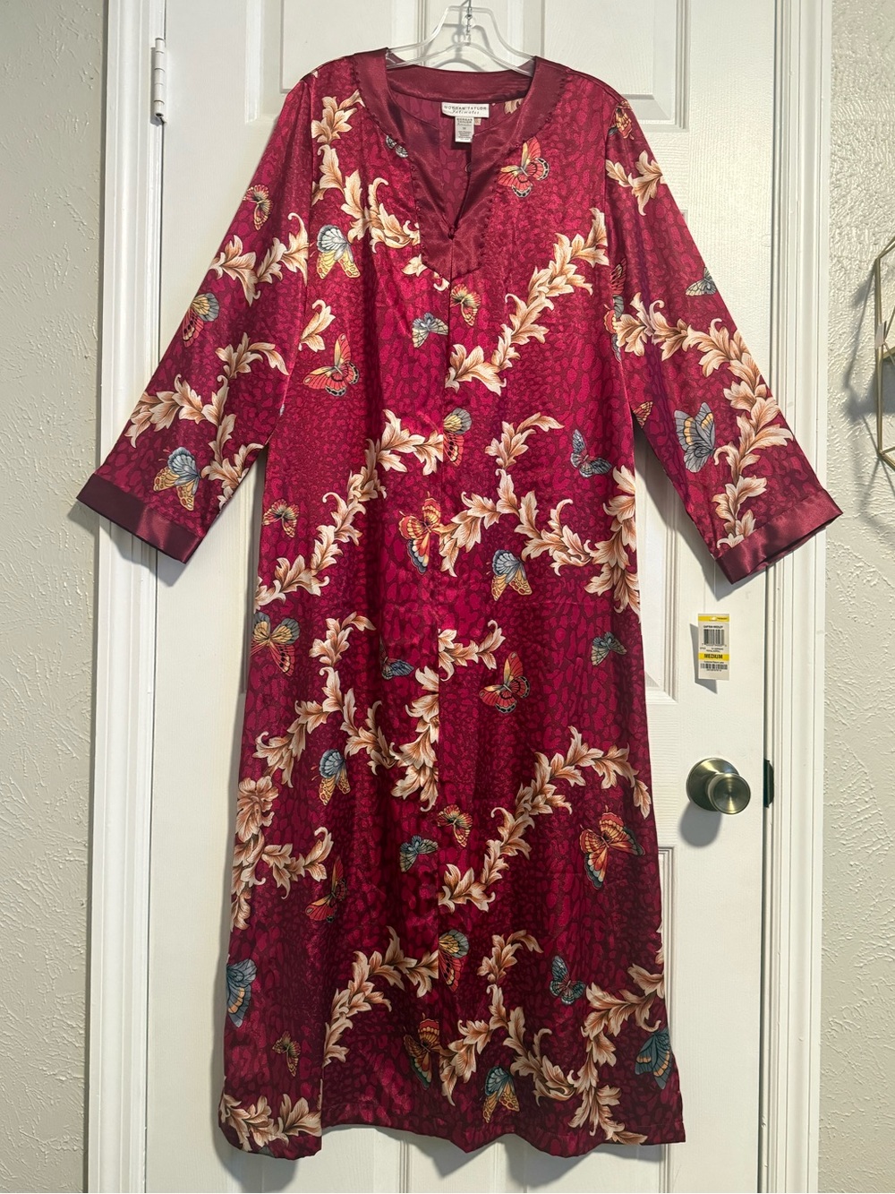Morgan Taylor Intimates Kaftan Style Robe Tassel Zipper W/Sequin & Beads Size M